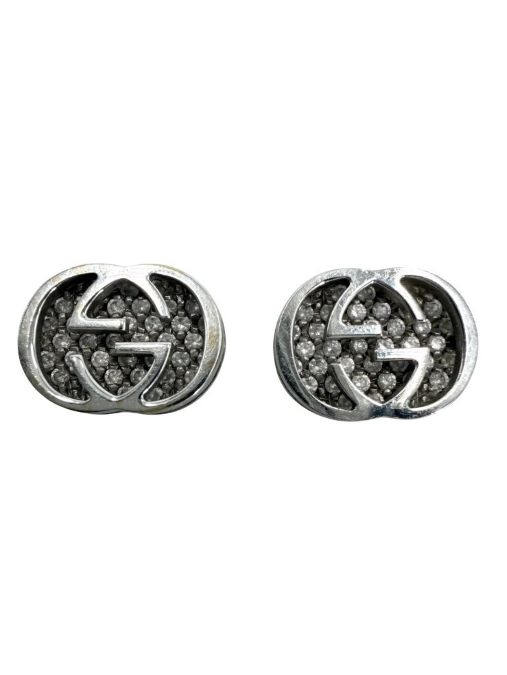 Gucci Earrings Interlocking G WG 18k White Gold Diamond